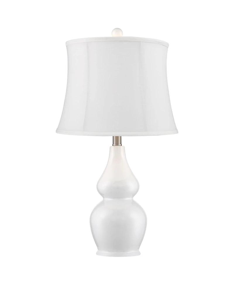 360 Lighting Jane Modern Table Lamps 25" High Set of 2 Ceramic Softback Fabric Drum Shade for Bedroom Living Room Bedside Nightstand Office Home