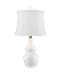 360 Lighting Jane Modern Table Lamps 25" High Set of 2 Ceramic Softback Fabric Drum Shade for Bedroom Living Room Bedside Nightstand Office Home