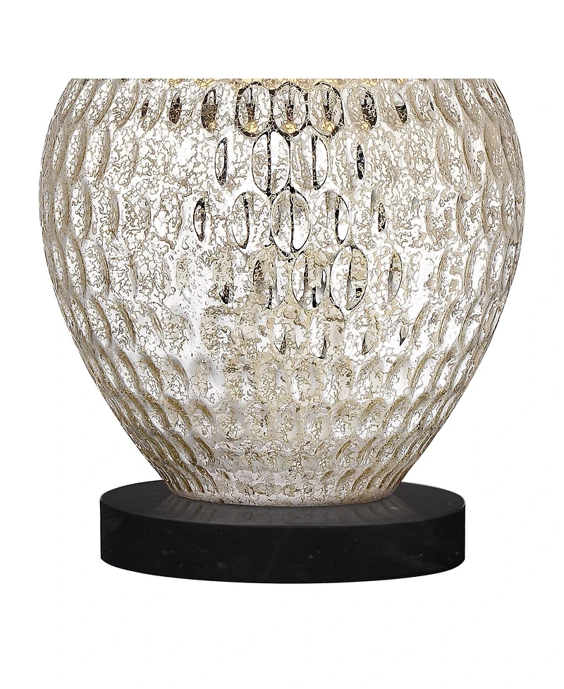 360 Lighting Waylon Modern Table Lamp with Round Black Marble Riser 28" Tall Mercury Glass Tapered Drum Shade for Bedroom Living Room Bedside Hom