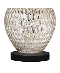 360 Lighting Waylon Modern Table Lamp with Round Black Marble Riser 28" Tall Mercury Glass Tapered Drum Shade for Bedroom Living Room Bedside Hom