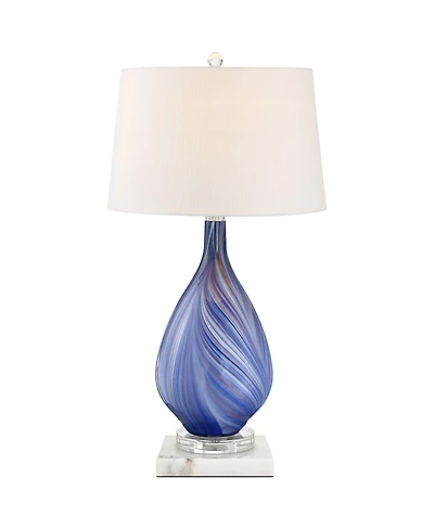 Possini Euro Design Taylor Modern Table Lamp with Square Riser 29" Tall Art Glass Shade for Bedroom Living Room Bedside Nightstand