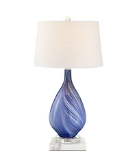 Possini Euro Design Taylor Modern Table Lamp with Square Riser 29" Tall Art Glass Shade for Bedroom Living Room Bedside Nightstand