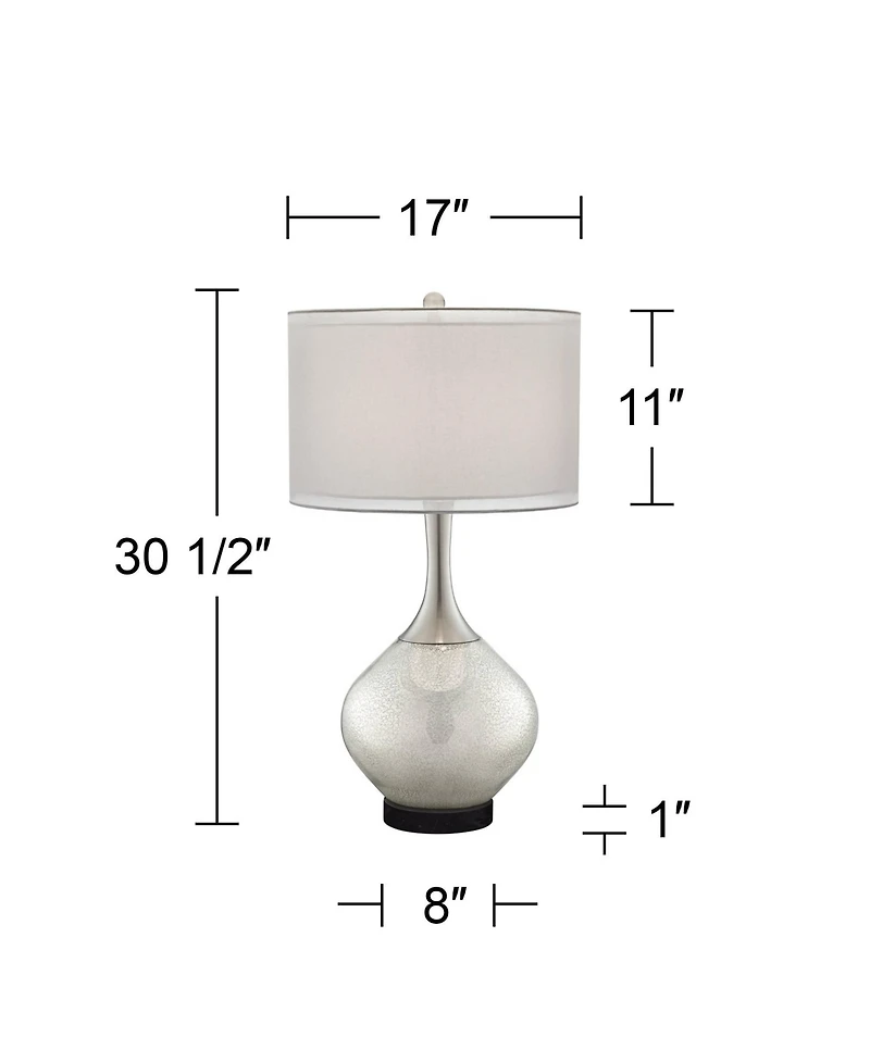 Possini Euro Design Swift Modern Table Lamp with Round Marble Riser 30 1/2" Tall Mercury Glass Double Shade for Bedroom Living Room Nightstand