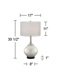 Possini Euro Design Swift Modern Table Lamp with Round Marble Riser 30 1/2" Tall Mercury Glass Double Shade for Bedroom Living Room Nightstand