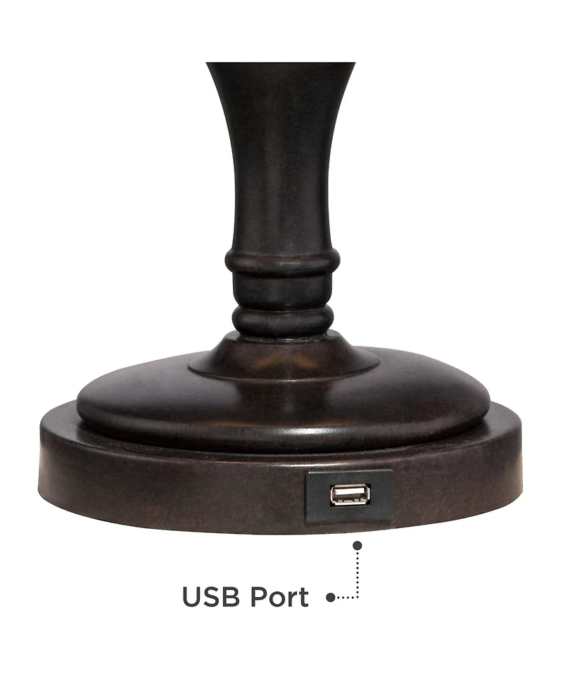 Regency Hill Corey 21 3/4" High Farmhouse Rustic Desk Lamps Set of 2 Usb Port with Socket Swing Arm Bronze Finish Metal Charging