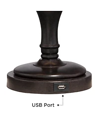 Regency Hill Corey 21 3/4" High Farmhouse Rustic Desk Lamps Set of 2 Usb Port with Socket Swing Arm Bronze Finish Metal Charging