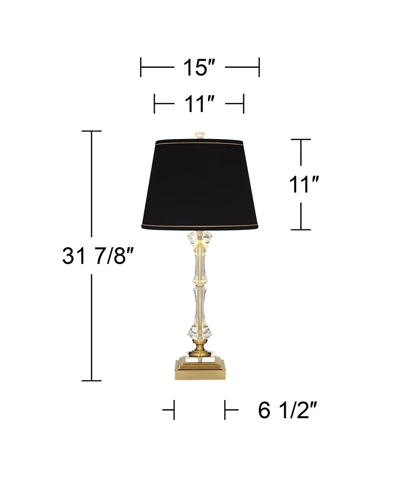 Stiffel Windsor 32" Tall Large Traditional Glam End Table Lamp Usb Port Metal Crystal Single Living Room Charging