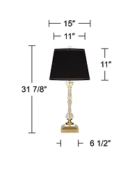 Stiffel Windsor 32" Tall Large Traditional Glam End Table Lamp Usb Port Metal Crystal Single Living Room Charging