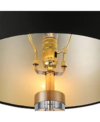 Vienna Full Spectrum Rhoda High Traditional 3-Way Table Lamp Clear Brass Finish Crystal Metal Single Shade Living Room Bedroom