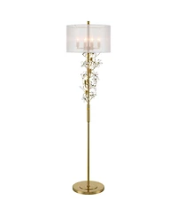Possini Euro Design Vivant Modern 71 1/2" Tall Standing Floor Lamp 8-Light Crystal Spray Metal Soft Gold Finish Drum Shade