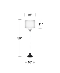 360 Lighting Dyna Traditional 58" Tall 2-Light Standing Floor Lamp Skinny Pole Pull Chain