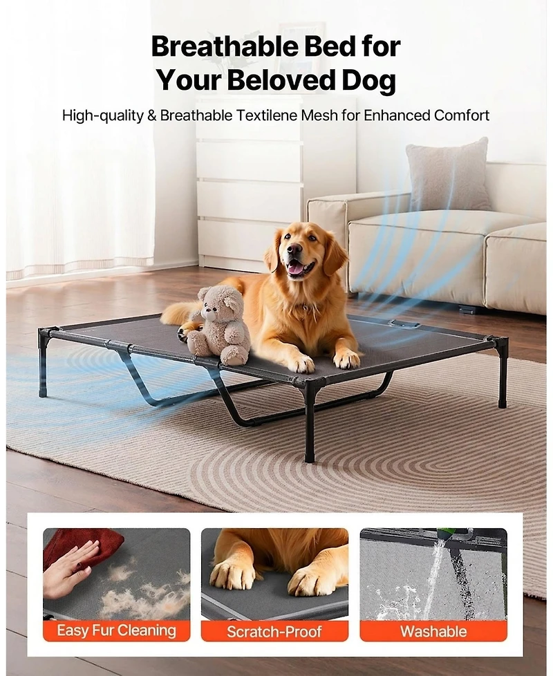 Sugift Elevated Dog Bed for Large Dogs Portable Raised Cot for Indoor and Outdoor Use