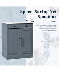 Rainsken Modern Storage Cabinet, Multi-Use Kitchen Pantry and Coffee Bar with Drawer, 2 Adjustable Shelves and 2 Door Shelves for Dining Room