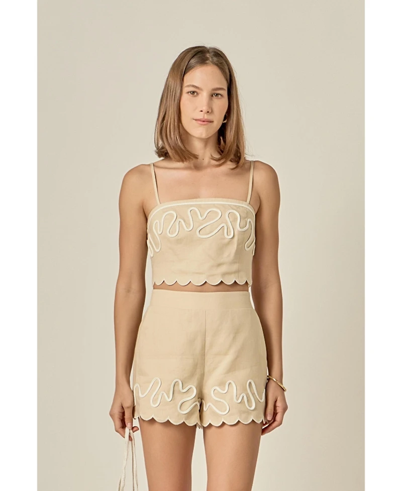 English Factory Women's Wavy Embroidered Bandeau Top