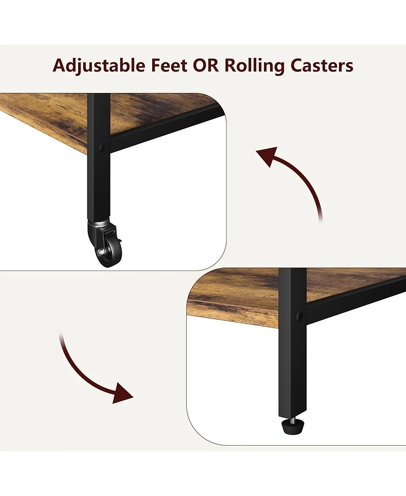 gaomon 3-Tier Mobile Printer Stand with Charging Station, Usb Ports, Storage Shelf, Under Desk Cart with Wheels for Living Room/Kitchen
