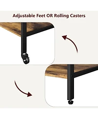 gaomon 3-Tier Mobile Printer Stand with Charging Station, Usb Ports, Storage Shelf, Under Desk Cart with Wheels for Living Room/Kitchen