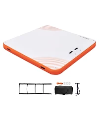 Mecale 10 x 10 Feet Inflatable Floating Dock Platform with Non-Slip Surface and Ladder