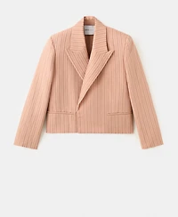 Selection Mango Women's Cropped Striped Linen Blazer