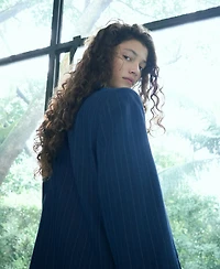 Selection Mango Women's Pinstriped Belted Blazer