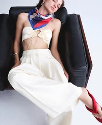 Selection Mango Women's Pleated Straight Cotton Pants