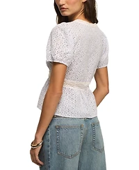 Lucky Brand Women's Eyelet V-Neck Blouse