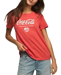 Lucky Brand Women's Coca Cola America Heart Classic Crewneck Graphic T-Shirt