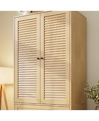 gaomon Wardrobe Closet with 3 Drawers 2 Doors, Tall Wooden Cabinet for Hanging Clothes, Bedroom