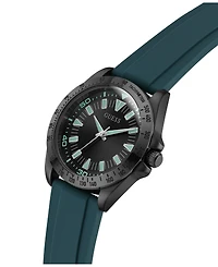 Guess Men's Black Stainles Steel Teal Silicone Analog Watch, 42mm