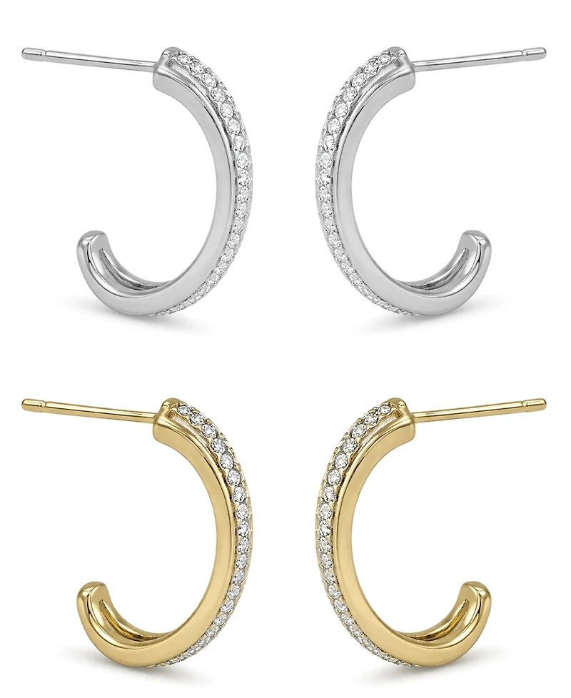 And Now This Clear Crystal Criss Cross Hoop Set in Silver Plate and Gold Plate