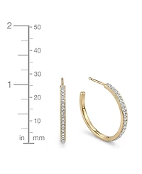 And Now This High Polished Clear Crystal Duo C Hoop Earring Pair, Gold Plate and Silver Plate