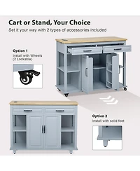 Streamdale Furniture 47" Kitchen Island Extendable Table, Storage, Power Outlet