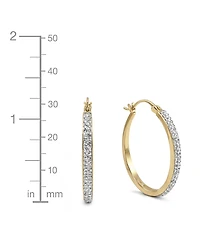 And Now This Crystal Tapered Hoop Earrings Silver-Plate, 1.2"