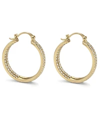 And Now This Crystal Small Double Hoop Earrings in Silver-Plate or Gold Plate, 1"