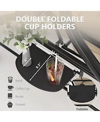 Homfan 3-seat porch swing with stand, adjustable canopy, 800 lb capacity, cup holder tray, cushions and pillows for outdoor patios.