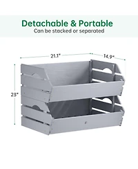 Yigii Stackable Wooden Potato Onion Storage Bins Produce Basket with Handles Kitchen Pantry Counter Organization