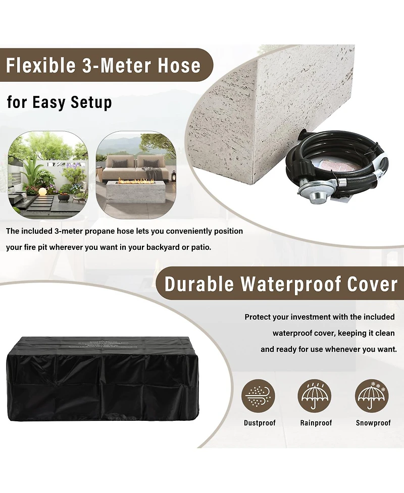 Streamdale Furniture 42" Propane Fire Pit w/Cover and Lava Rocks