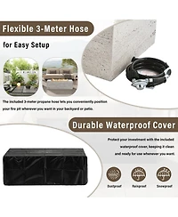 Streamdale Furniture 42" Propane Fire Pit w/Cover and Lava Rocks