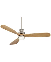 Casa Vieja 52" Delta-Wing Dc Modern 3 Blade Indoor Ceiling Fan with Led Light Remote Control Brushed Nickel Natural Solid Wood for Living Room Kitchen