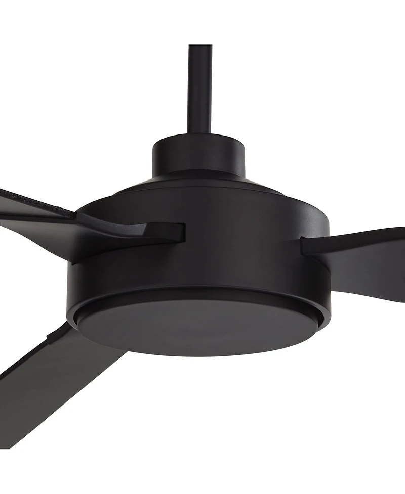 Casa Vieja 60" Invictus Indoor Outdoor Ceiling Fan 3 Blade Remote Control Matte Black Finish Dark Walnut Wood Finish Blades Damp Rated
