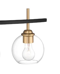 360 Lighting Modern Wall Light Sconce Black Gold Hardwire 27" 3-Light Fixture Clear Glass Globe for Bedroom Bathroom Vanity Home