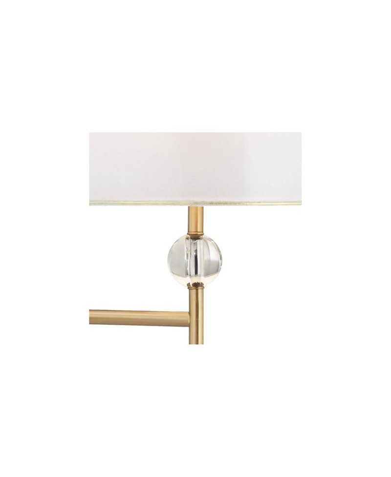 Possini Euro Design Kohle Modern Swing Arm Wall Lamps Set of 2 Polished Brass Plug-In Light Fixture White Drum Shade for Bedroom