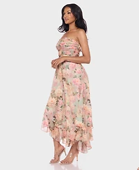 Alex & Sophia Juniors' Strapless Printed Dress