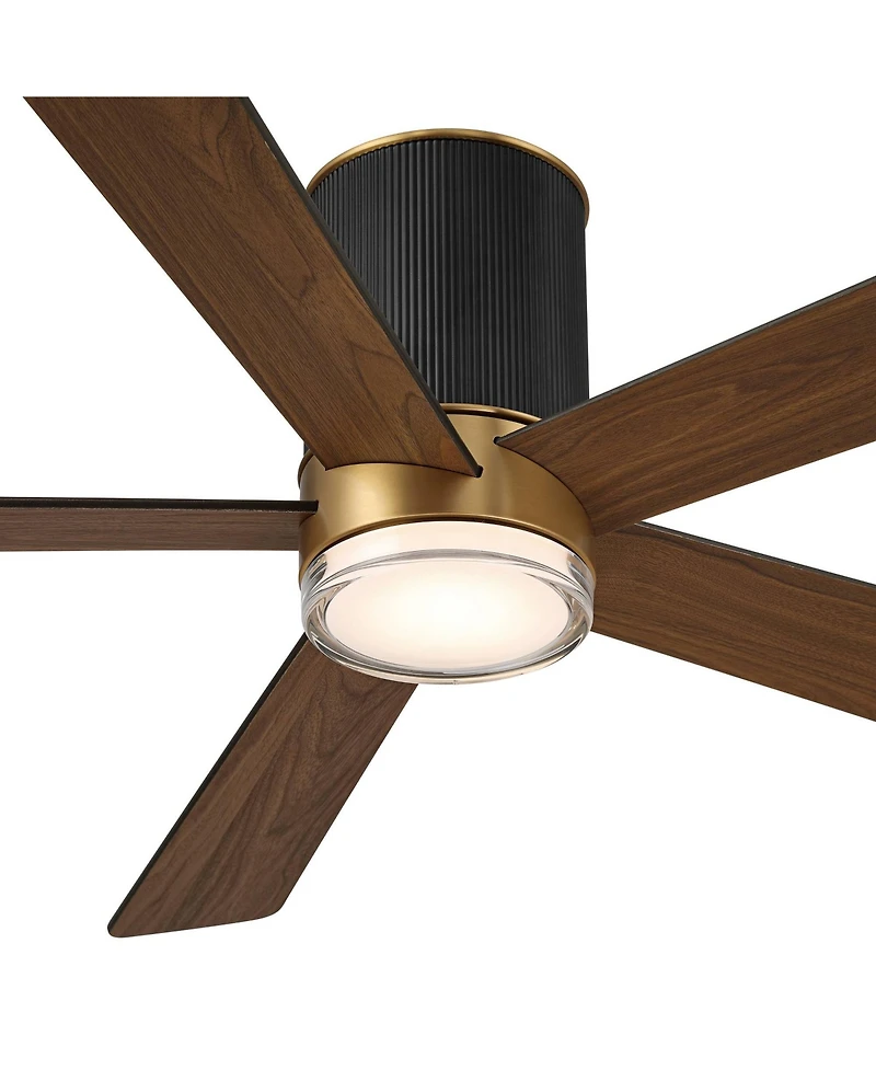 56" Casa Vieja Vex Matte Black Led Hugger Ceiling Fan with Remote