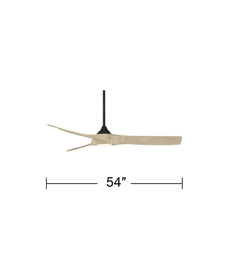 Casa Vieja 54" Kona Wind Matte Black and White Oak Led Ceiling Fan