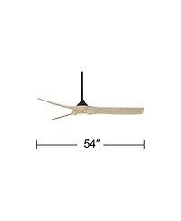 Casa Vieja 54" Kona Wind Matte Black and White Oak Led Ceiling Fan