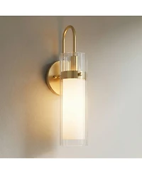 Possini Euro Design Possini Euro Anara 15 1/2" High Soft Gold Fluted Glass Wall Sconce