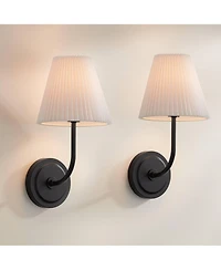 Possini Euro Design Possini Euro Nina 14" High Matte Black Wall Sconce Set of 2