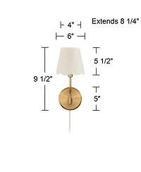 Possini Euro Design Ophelia 9 1/2"H Warm Brass Plug-In Wall Sconce Scallop Shade