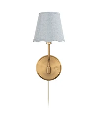Possini Euro Design Ophelia 9 1/2"H Warm Brass Plug-In Wall Sconce with Scallop Shade