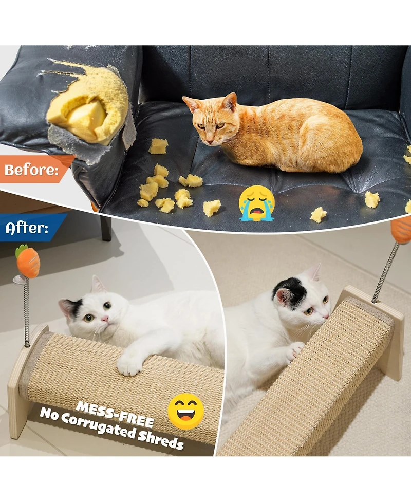 Aronkl Horizontal Sisal Cat Scratch Pad Large Scratcher With Spring Protect Furniture For Indoor Kitten